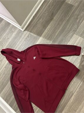 Adidas Maroon Zip-Up Hooded Jacket